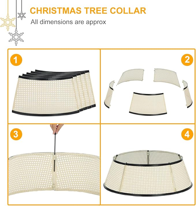 Metal Christmas Tree Collar, 28’’ D Christmas Decorative Base Cover for Christmas Tree, Tree Skirt, Tree Ring - Cream