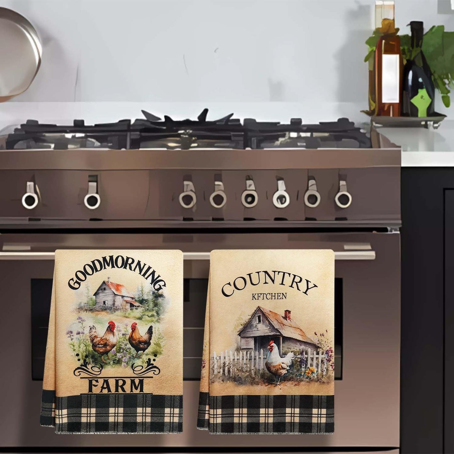 Fall Kitchen Towels Farmhouse Chicken Kitchen Towels Farm House Kitchen Decorations Farm Kitchen Decor 2 Pcs of 18×26 Inch