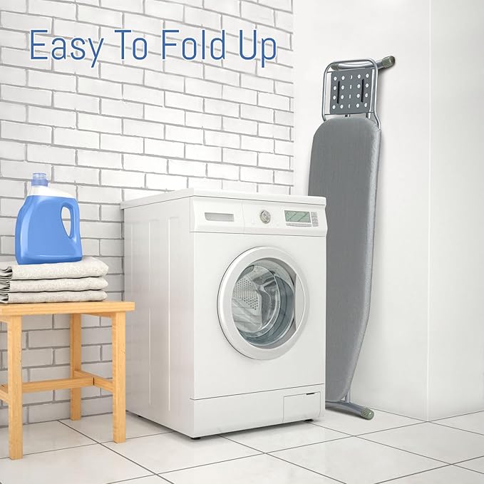 Ironing Board Full Size, BlissBoard 43"x13" Sturdy Heavy Duty Iron Board with Iron Rest, Heat Resistant Cover with Ultra Thick Padding, Height Adjustable, Silver