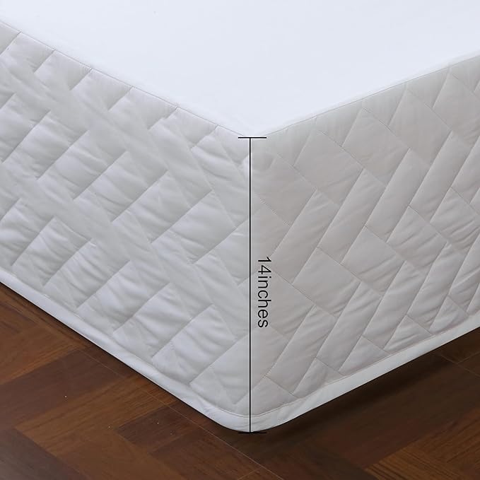 King Bed Skirt-Box Spring Cover with 14 Inch Tailored Drop,Wrinkle and Fade Resistant Hotel Wrap Around Bed Skirts,Bed Frame Cover (Checkered White, King)