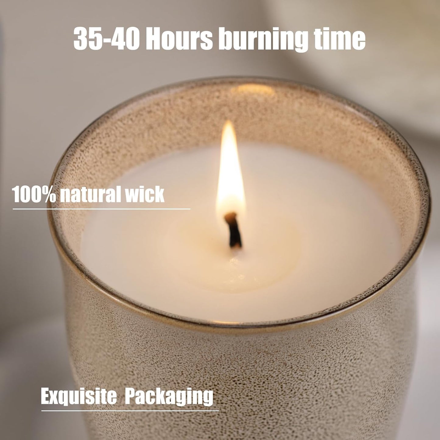 Scented Candle, 9oz Soy Candles, Red Rose Scented White Candles for Women & Men, Long-Lasting Aromatherapy Jar Candle Wax for Home, Bathroom, Non Toxic Candle Gift (Brown Ceramic Cup 19)