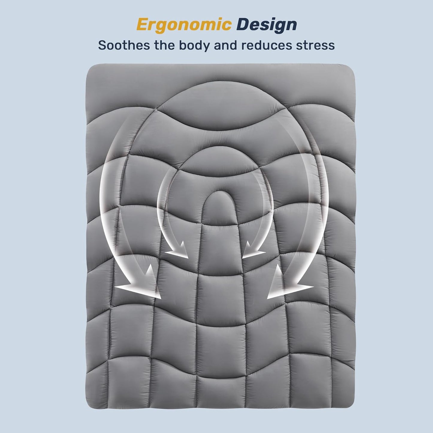 Twin Mattress Pad Waterproof - Ergonomic Quilted Fitted Twin Mattress Topper, 5-Layers Noiseless Washable Mattress Protector Cover with 8"-21" Deep Pocket (Grey, 39x75)