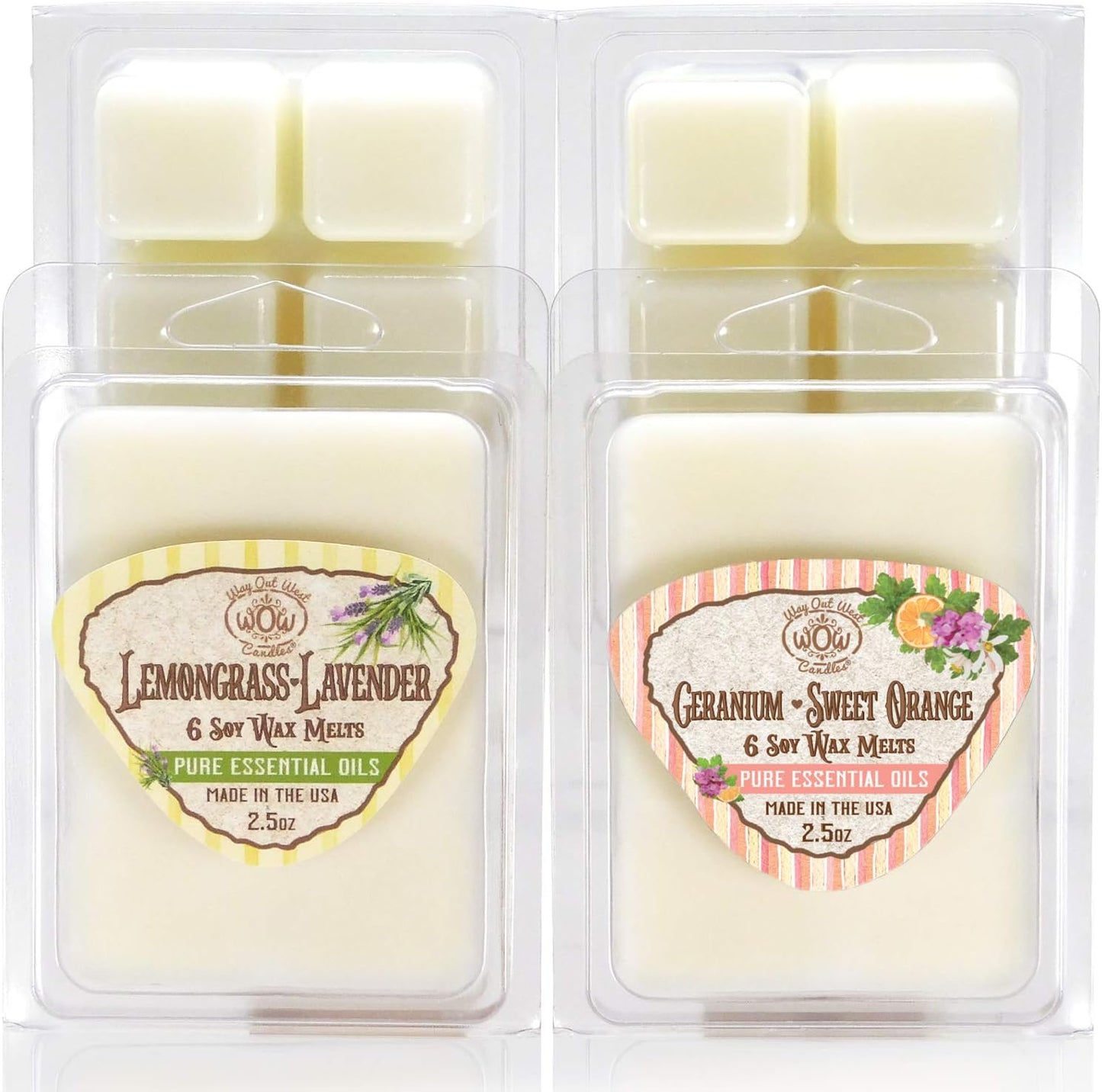 Scented Wax Melts - Highly Fragrant Air Freshener - 4 Pack Assorted Set of 6 Melt Cubes (4, Lemongrass-Lavender & Geranium Sweet Orange)