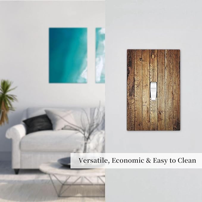 Rustic Brown Wood Natural Wooden Decorative Light Switch Cover 1 Gang Single Toggle Device Electrical Faceplate Switchplates Decorator Outlet Wall Plate for Bedroom Home Decor