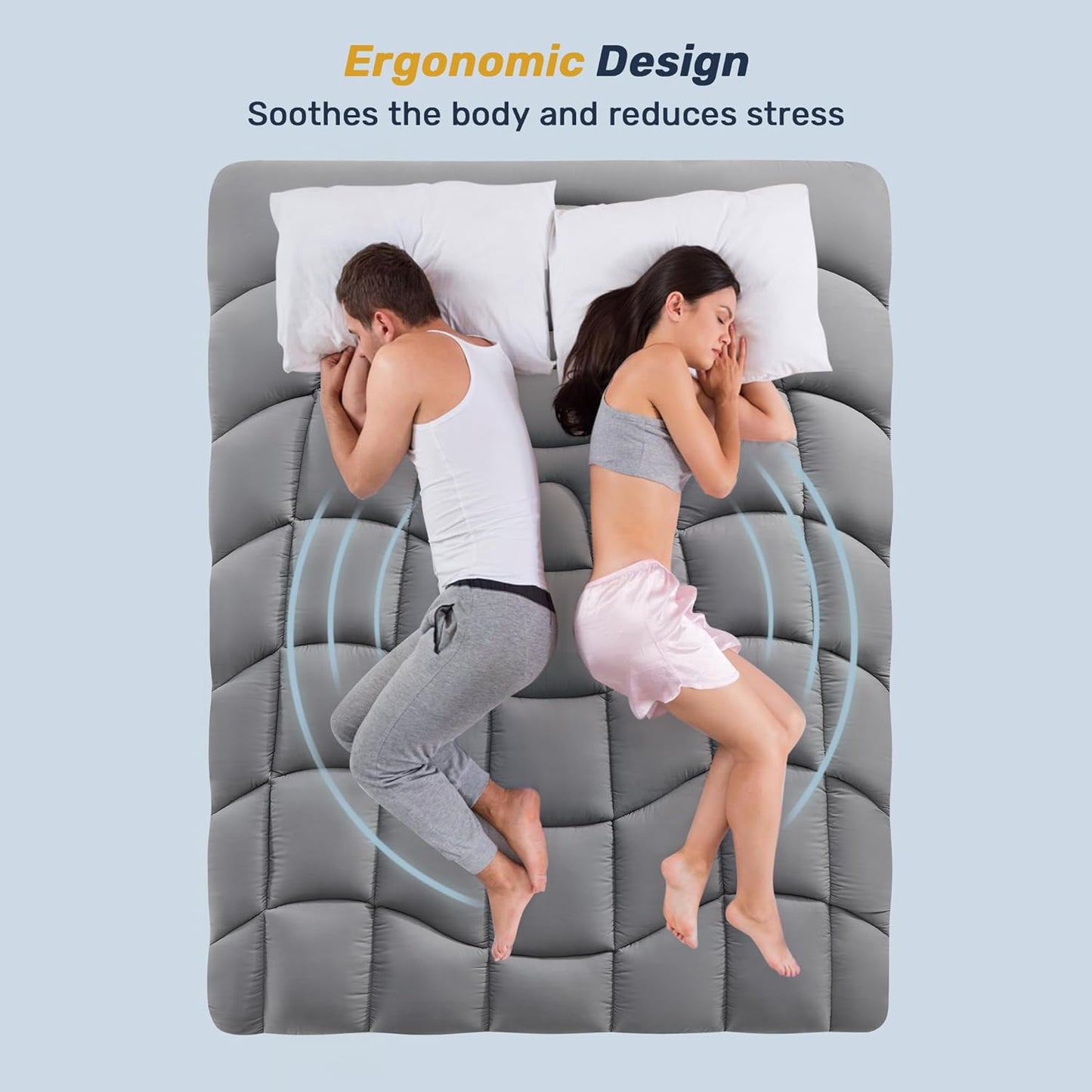 King Mattress Pad Waterproof - Ergonomic Quilted Fitted King Mattress Topper, 5-Layers Noiseless Washable Mattress Protector Cover with 8"-21" Deep Pocket (Grey, 78x80)