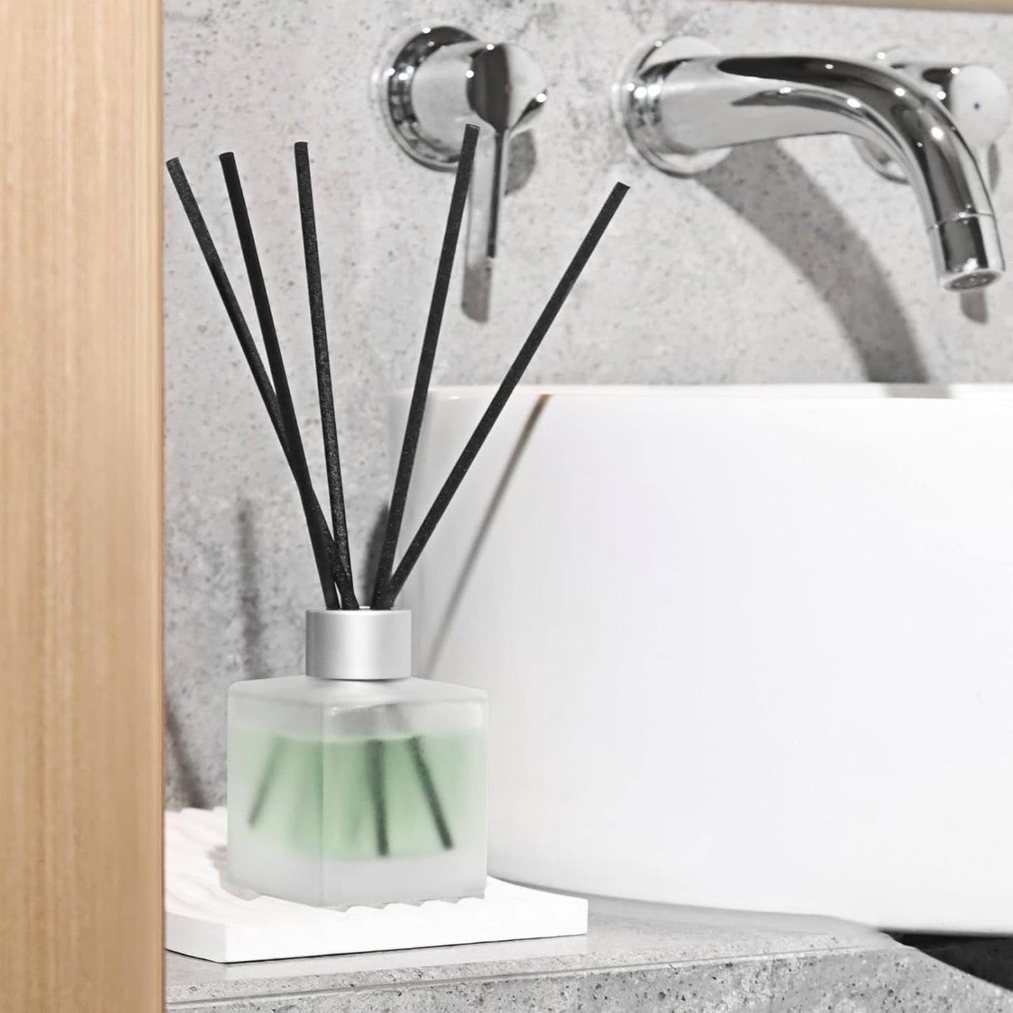 Reed Diffuser, Sea Salt & Lemon Scented Oils, Air Freshener Essential Oil Set with Diffuser Sticks, 3.4 oz Long Lasting Home Fragrance for Bedroom Office Shelf Bathroom Decor (2-Pack)