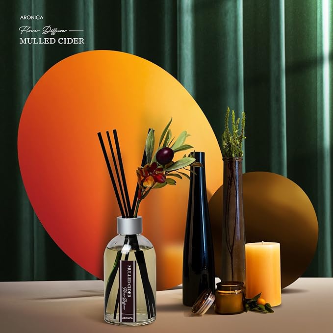 Aronica Aronica Christmas Tree Diffusir Oil Cinnamon, Mulled Spice Apple Oil with Sticks, Winter Candy Scented Reed Diffuser, Home Fragrance Decor