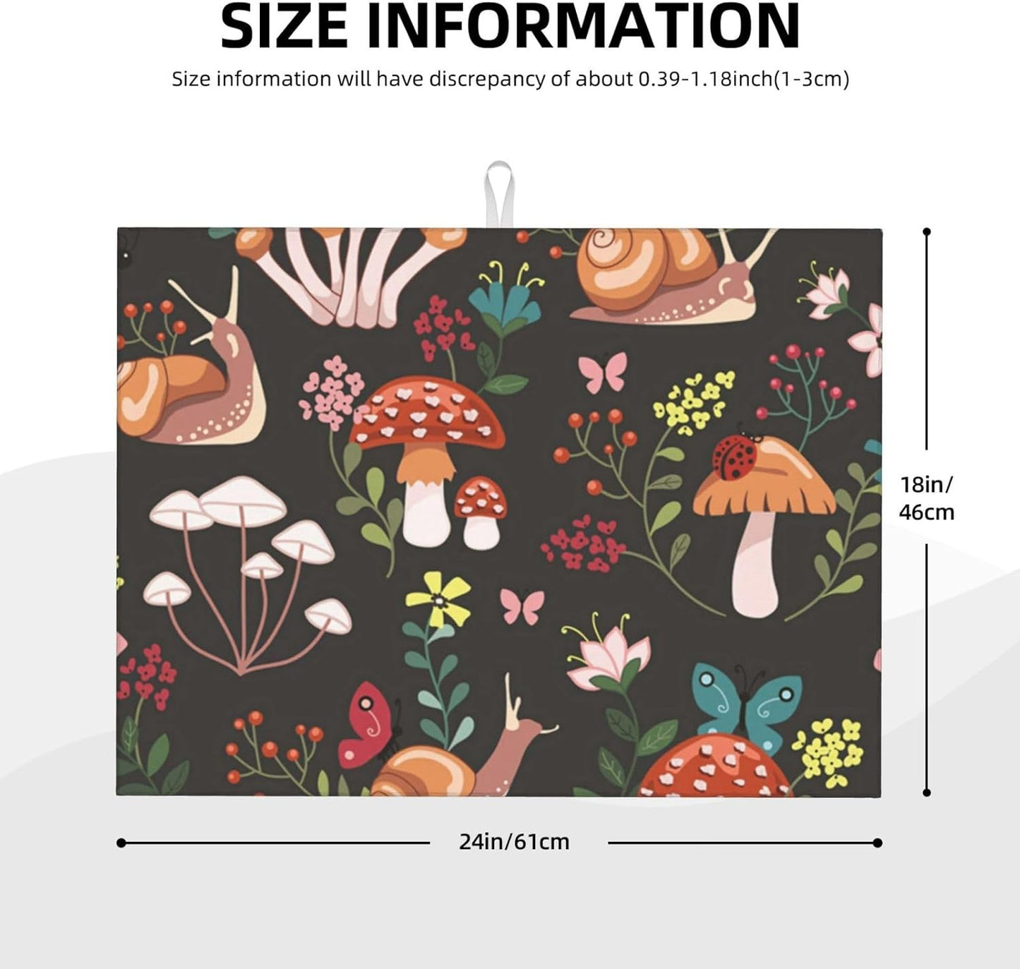Mushroom Snail Dish Drying Mat 18x24 For Kitchen Counter Absorbent Microfiber Dishes Pad Dish Drainer Rack Mats Fast Dry Kitchen Accessories