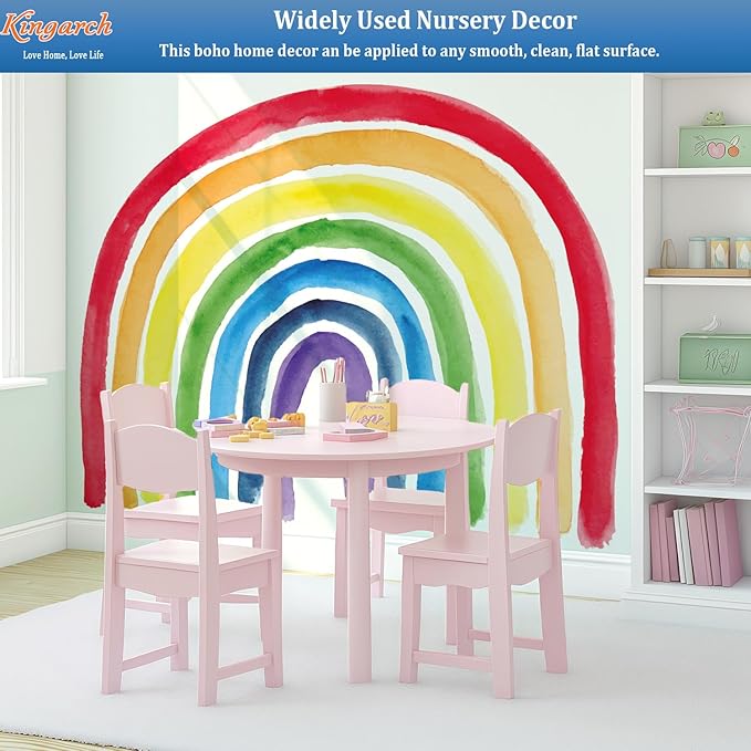Large Boho Rainbow Wall Decals, Colorful Peel and Stick Fabric Nursery Wall Decor, Removable Home Room Wall Decor Murals Stickers for Kids Girls Toddler Bedroom Living Room Playroom