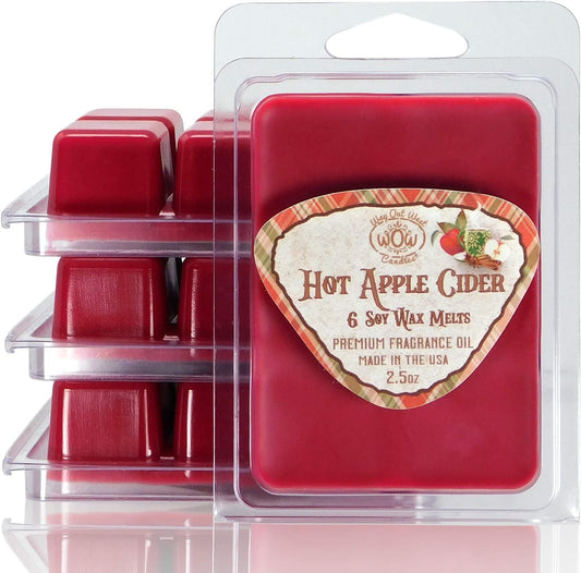 Scented Wax Melts for Wax Warmers - Highly Fragrant Air Freshener - 4 Pack Set of 6 Melt Cubes - Made in USA by Way Out West Candles (4, Hot Apple Cider)
