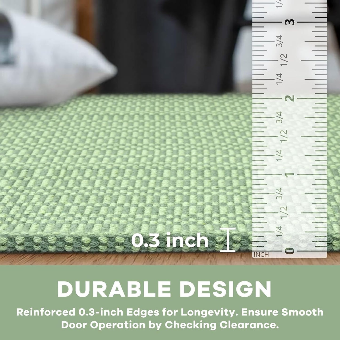 KOZYFLY Washable Runner Rug 2x6 Ft Runners for Hallways Kitchen Runners with Rubber Backing Braided Cotton Entryway Runner Indoor, Carpet for Hallway Kitchen Entryway Bedroom, Sage Green