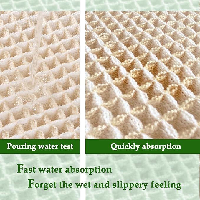 ZALL Beige Waffle Bath Mat,Super Absorbent Non Slip Bathroom Rug,Cream 17x24inch,Machine Washable Ultra Soft Floor Mats