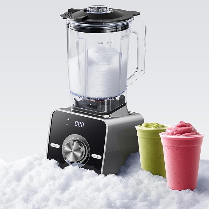Home Blender, 1400W High-Speed Blender for Ice Crushing Power, Stainless Steel Blades, Kitchen Timer, 10 Speeds, 6 Programs for Smoothies, Frozen Drinks, Self-Cleaning, 64oz Bulk Production