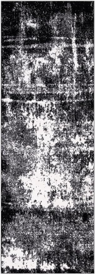 Keen Home Design Area Runner Rugs - 2x10 Non-Shedding, Abstract Runner for Kitchen, Living Room, Bedroom, Dining Room, Entryway - Size: 2'8" x 9'11", Abstract Black