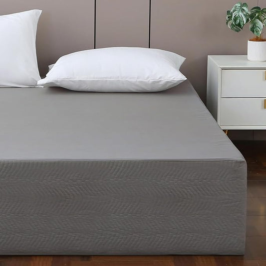 King Bed Skirt-Box Spring Cover with 14 Inch Tailored Drop,Wrinkle and Fade Resistant Hotel Wrap Around Bed Skirts,Bed Frame Cover (Wave Pattern Gray, King)