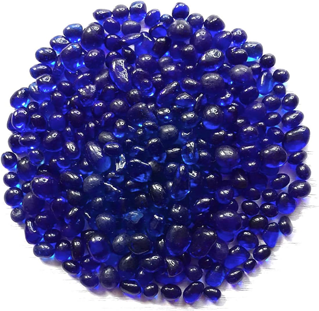 WAYBER Glass Stones, 1Lb/460g Irregular Sea Glass Pebbles Non-Toxic Artificial Gemstones for Gem Display/Vase Filler/Terrarium Flowerpot Aquarium Turtle Tank Decoration, Deep Blue