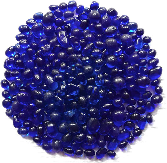 WAYBER Glass Stones, 1Lb/460g Irregular Sea Glass Pebbles Non-Toxic Artificial Gemstones for Gem Display/Vase Filler/Terrarium Flowerpot Aquarium Turtle Tank Decoration, Deep Blue