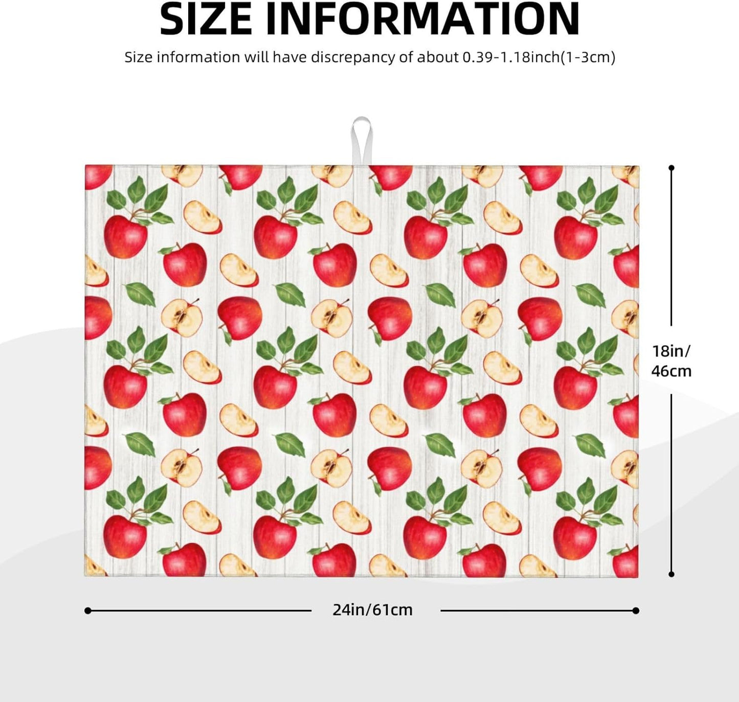 Apple Orchard Wood Grain Dish Drying Mat 18x24 For Kitchen Counter Absorbent Microfiber Dishes Pad Dish Drainer Rack Mats Fast Dry Kitchen Accessories