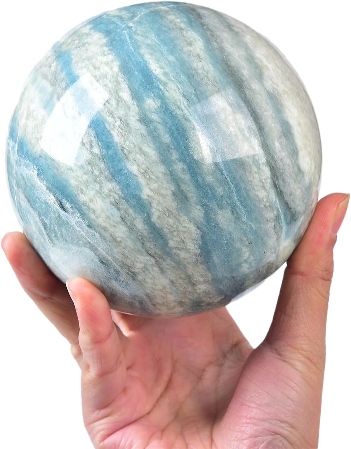 JIC Gem Natural Large Healing Crystal Sphere Ball Trolleite Crystal Decorative Ball Chakra Meditation Fengshui (110-120mm)