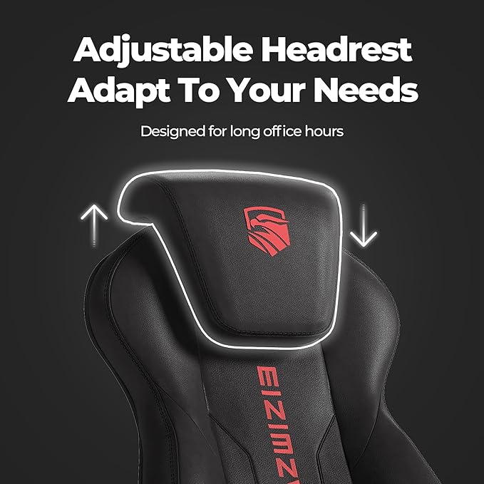 Ergonomic Office Chair with Adjustable Headrest and Footrest, High Back Computer Desk Chair with Linkage Armrests, Reclining Swivel Chair for Home Office, Executive Office Chair (Red)