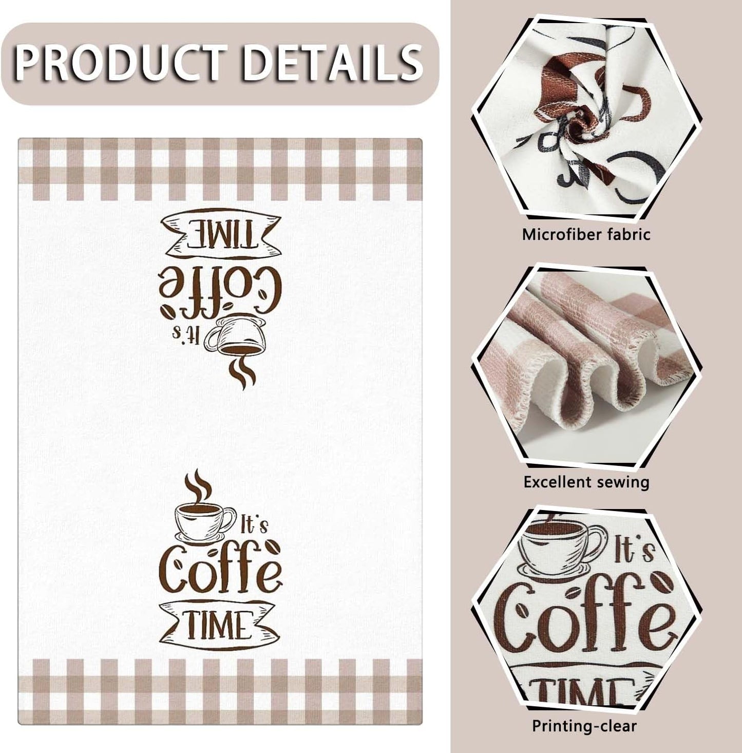 Kitchen Towels Dish Towels for Fitchen Decorative Coffee Towels for Coffee Bar Kitchen Hand Towels Decorative 2 Pcs of 18×26 Inch