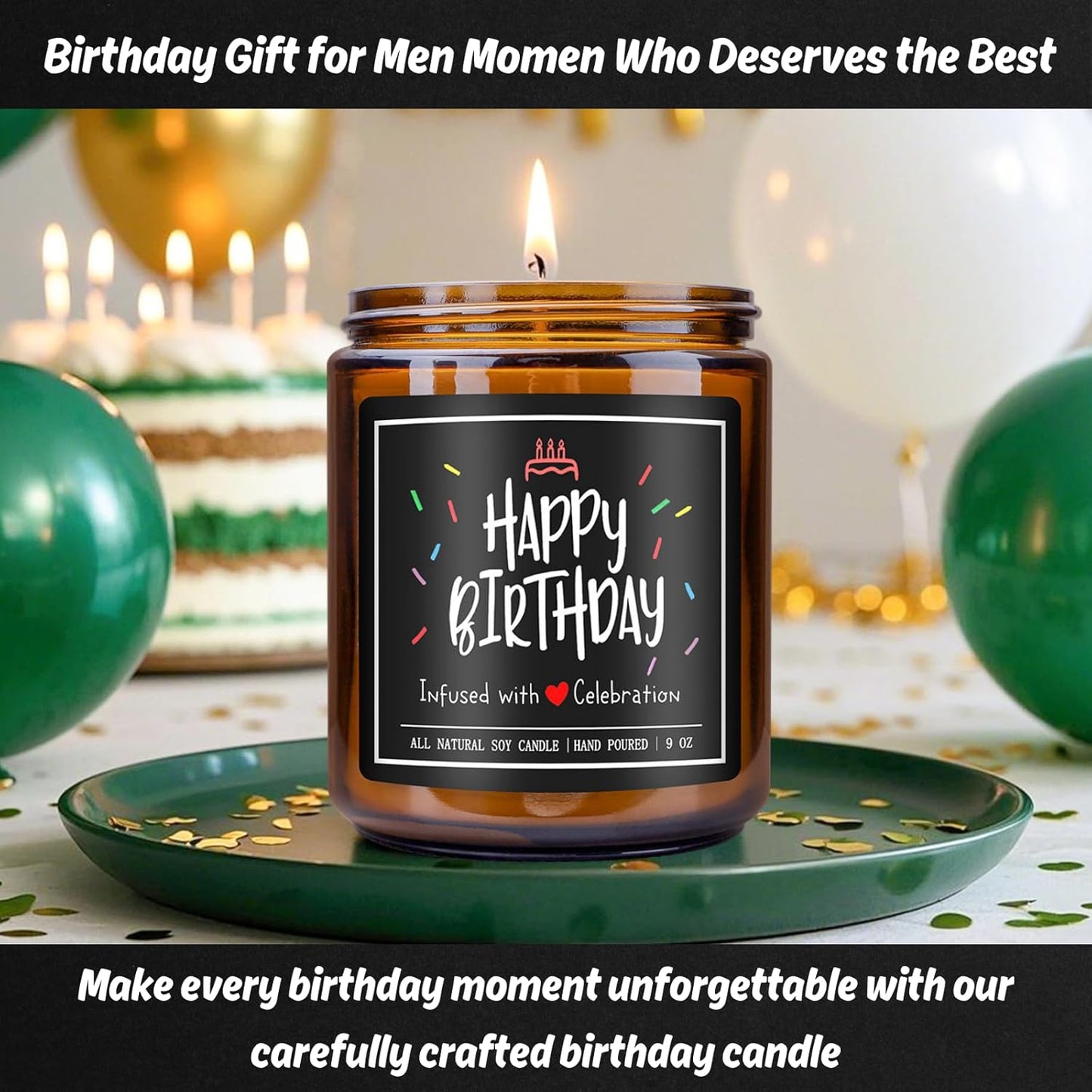 Homsolver 9OZ Lavender Scent Candles, Happy Birthday Decorations Gifts for Men, Women, Him, Friend, Dad, Brother, Husband, Boyfriend, More 50 Hours Burn Time