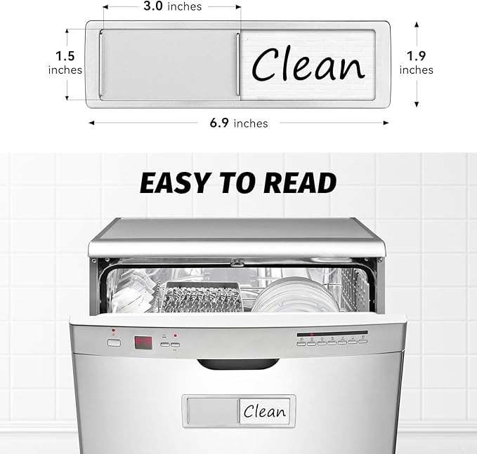 Dishwasher Magnet Clean Dirty Sign Shutter Only Changes When You Push It Non-Scratching Strong Magnet or Adhesive Options Indicator Tells Whether Dishes are Clean or Dirty (Tiles White/Black)