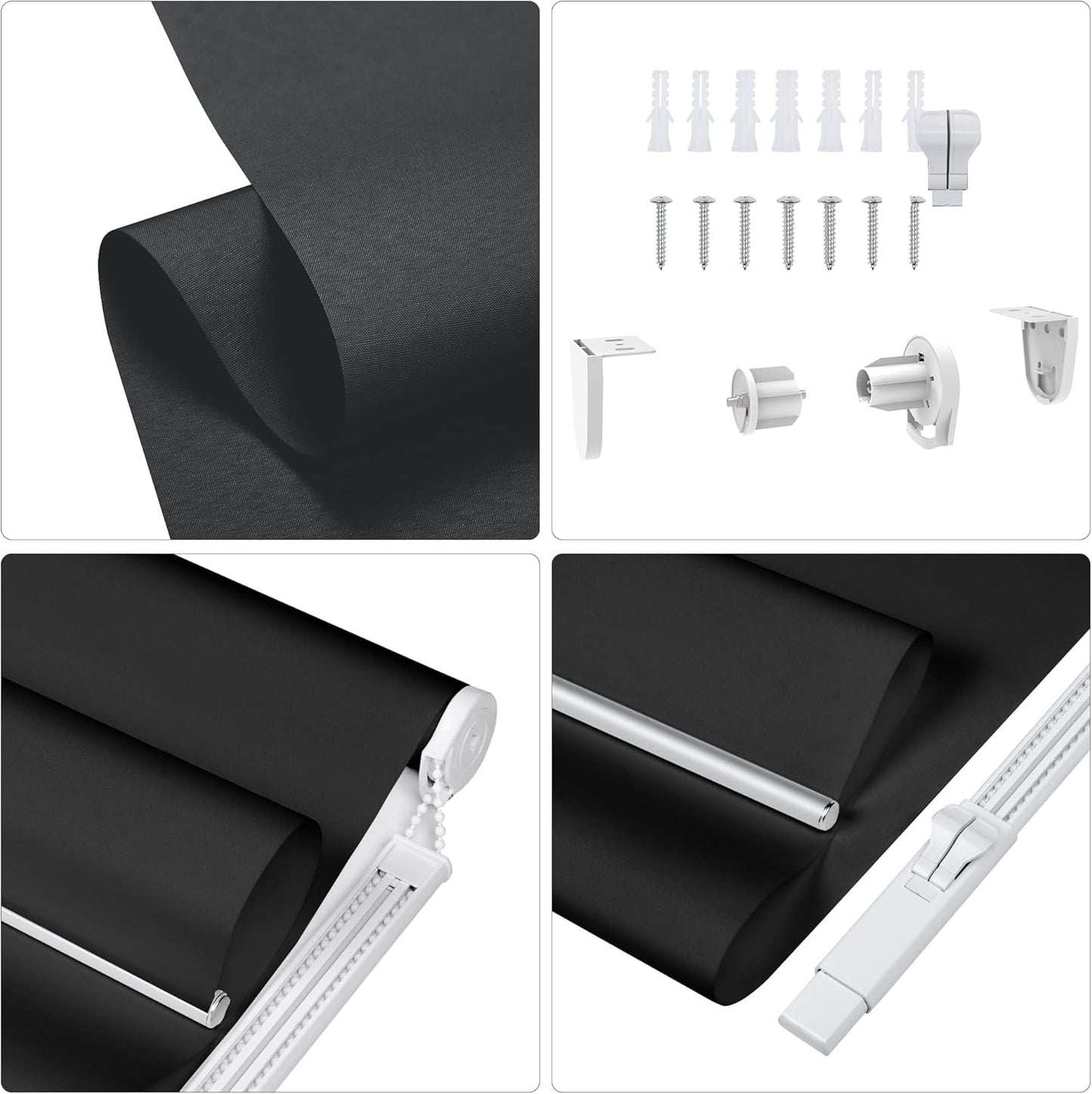 Homebox 70% Blackout Light Filtering Shade Blinds for Windows, Room Darkening Roller Shades Roll up and Down Blinds for Home and Office 32" W×72" H Black