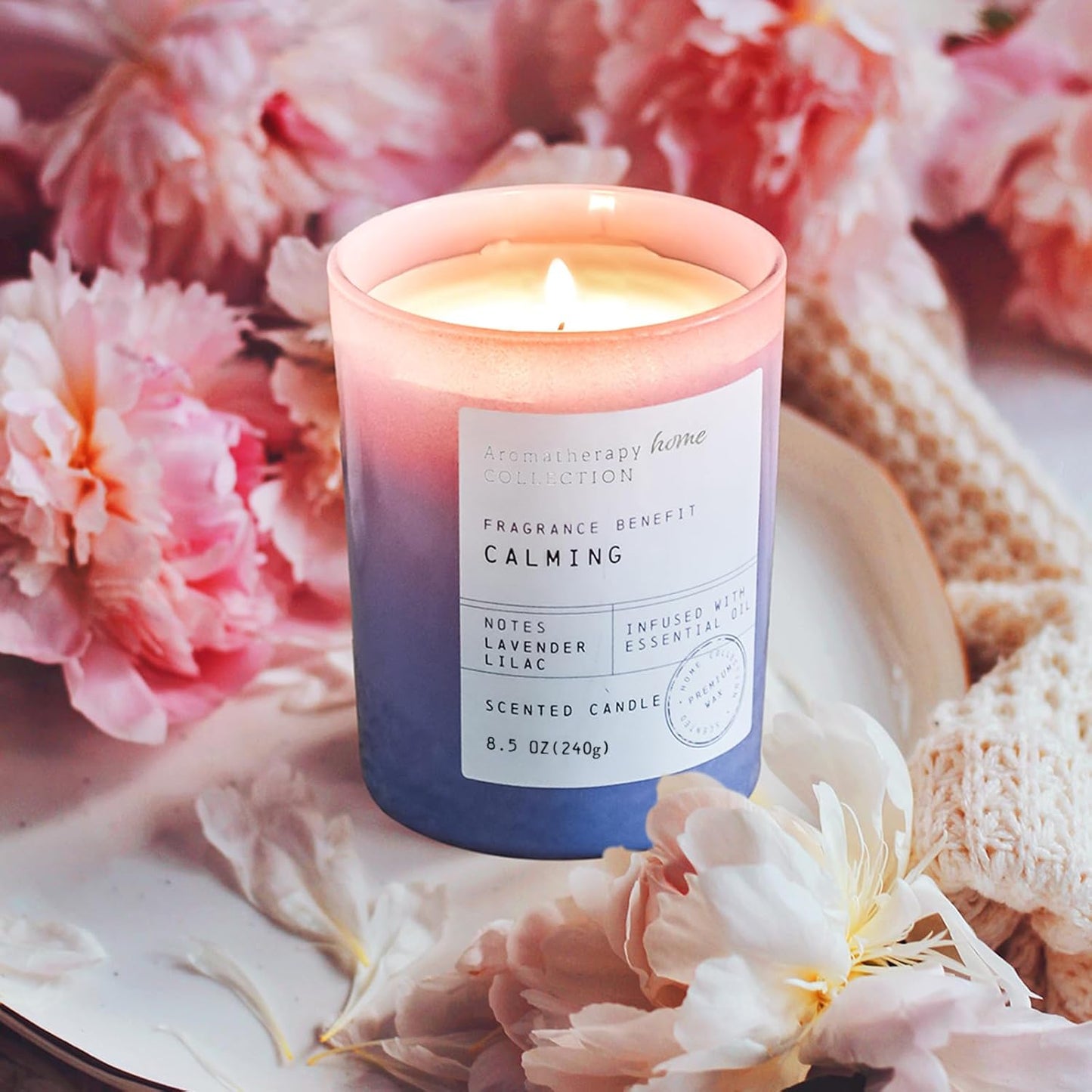 Lavender Candle, Lavender & Lilac Scented Candles,Soy Wax Purple Candles for Spring Home Scented,Candle Gift for Women Men,8.5oz