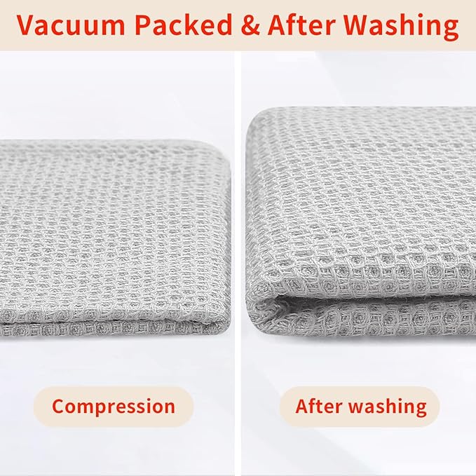 Homaxy 100% Cotton Kitchen Towels and Dishcloths Set, 12 x 12 Inches and 13 x 28 Inches, Set of 10 Bulk Kitchen Towels Set, Ultra Soft Absorbent Dish Cloths for Washing Dishes, Light Gray