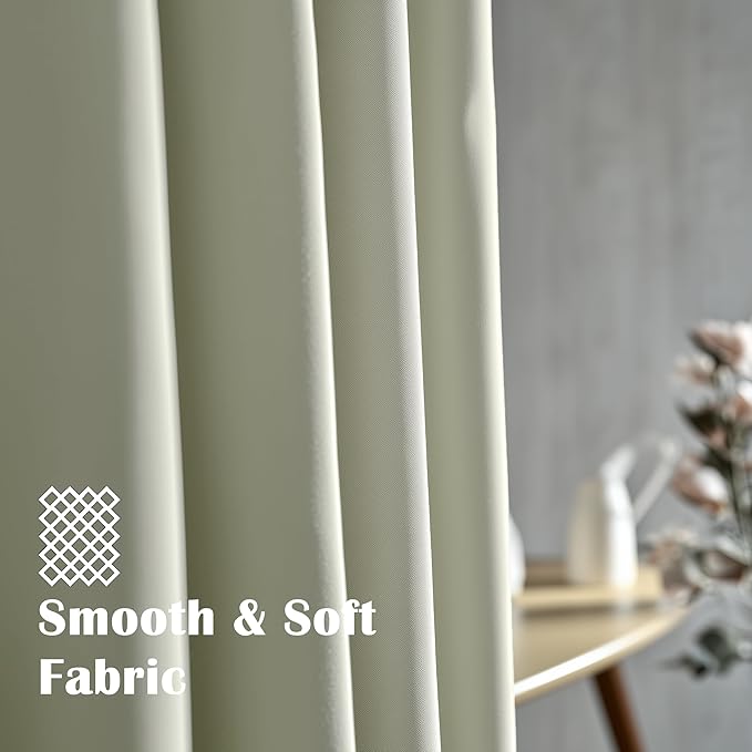 Blackout Shades for Bedroom Kitchen Living Room Windows Thermal Insulated Natural Blackout Grommet 34x45 Inch Long Curtains Panels Set of 2