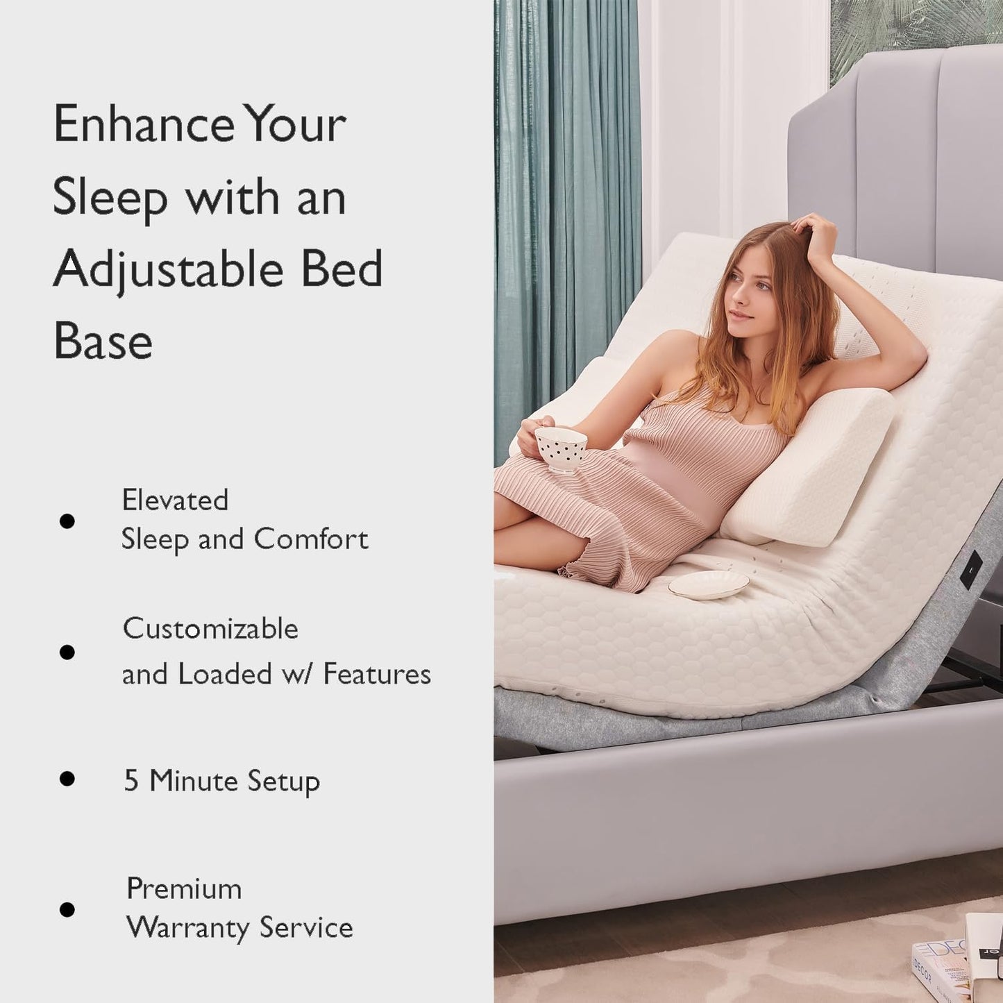 King Adjustable Bed Base with 10 Inch Gel Memory Foam Mattress - Dual Massage - USB Ports - Zero Gravity - Underbed Light - Wireless Remote - Zero Clearance