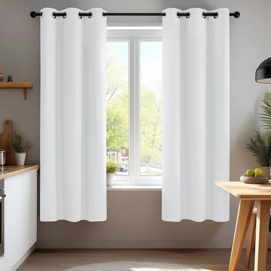 Deconovo Blackout Curtains for Bedroom – Set of 2 38W x 54L Inch Thermal Insulated & Noise Reducing Panels–Home Window Room Darkening Sustainable Grommet Drapes for Living Room and Nursery, Snow White