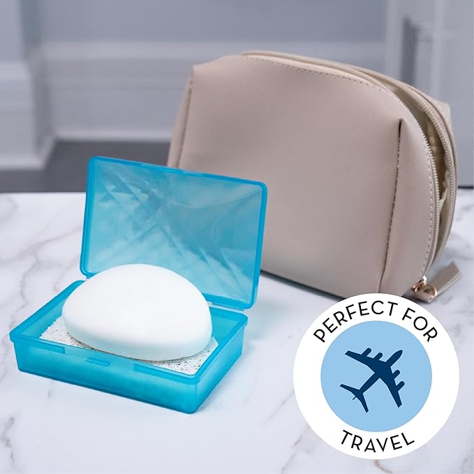 S&T INC. Bar Soap Holder for Kitchen, Bathroom, and Soap Dish, 6 Pack, White, 2.9 inches by 4.4 inches