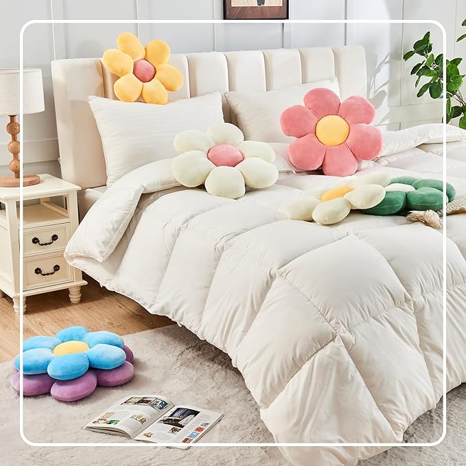 Pink Flower Pillow, 14.9" Cute Flower Shaped Floor Pillow, Aesthetic Floral Plush Daisy Decorative Throw Pillows for Bed Sofa Couch