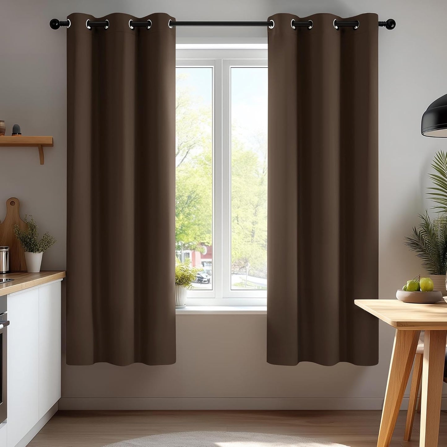 Deconovo Blackout Curtains for Bedroom – Set of 2 42W x 54L Inch Thermal Insulated & Noise Reducing Panels–Home Window Room Darkening Sustainable Grommet Drapes for Living Room and Nursery, Brown