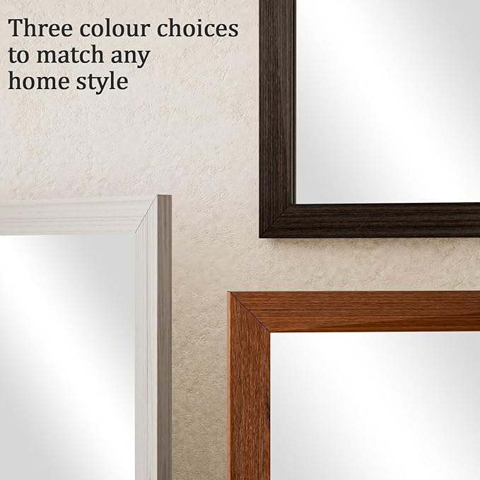 18x48 inch Over Door Mirror Wooden Frame, Full Length Hanging Mirror with Durable and Space-Saving Design for Bedroom, Bathroom, or Closet, Adjustable Height Hooks, White