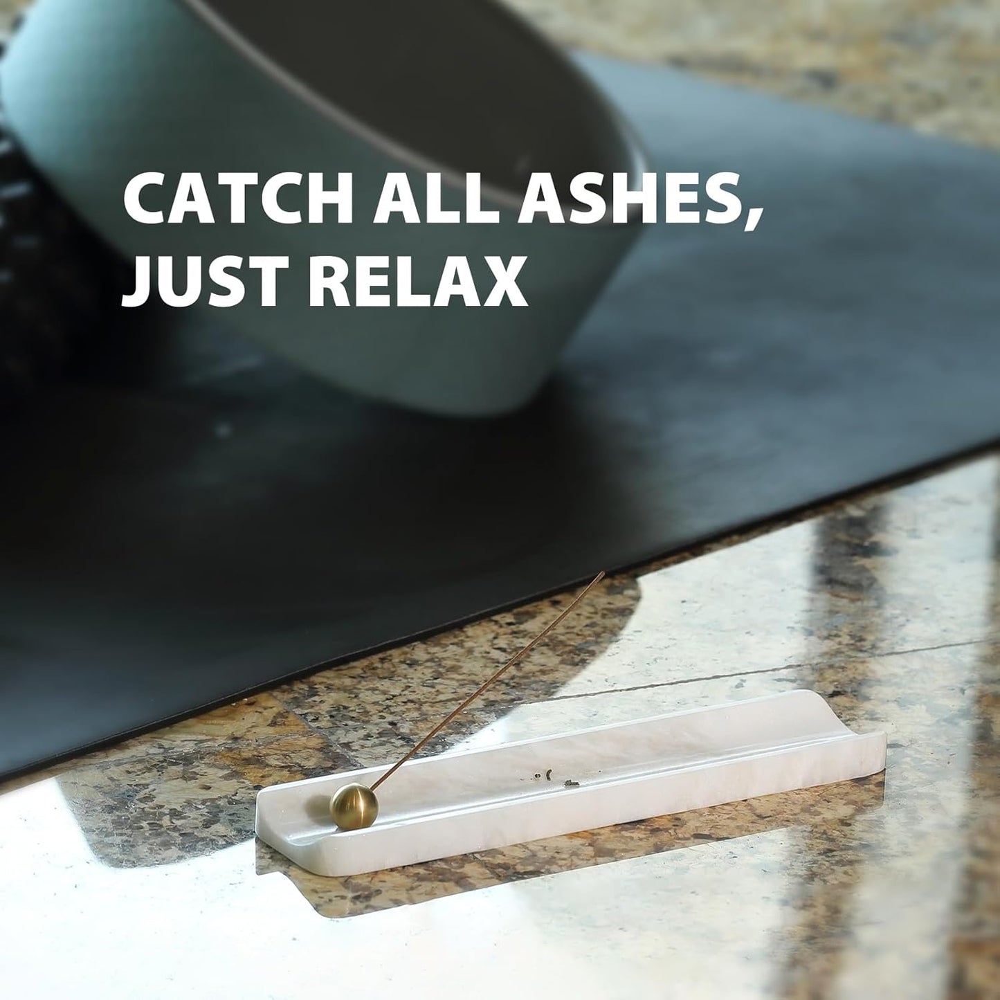 Koville Luxury African Marble Incense Holder, Incense Holders for Sticks, Incense Burner Holder, Ideal for Meditation and Relaxing, Easy to Clean(Namib Bianco)