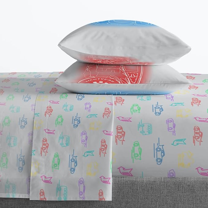 Jay Franco Kids Sheet Set with Fitted, Flat Sheets & Pillow Cover - Ultra-Soft Bedding with Pillowcase for Room Decor, Gray - Cars, 4 Piece Queen