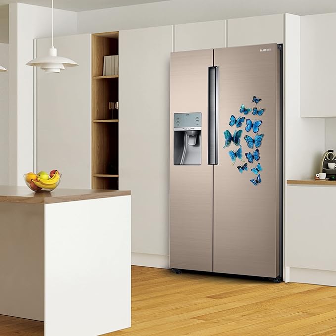 12PCS Butterfly Wall Decals Removable 3D Blue Butterflies Sticker with Magnets for Home Bedroom Kids Room Decor (Double Layer-Blue/12PCS)