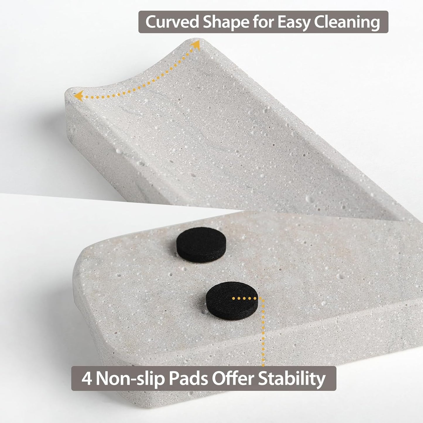 Koville Quarella Engineered Stone Incense Holder, Incense Holders for Sticks, Sturdy Incense Burner Ideal for Meditation and Relaxing, Easy to Clean(Cement Grey)