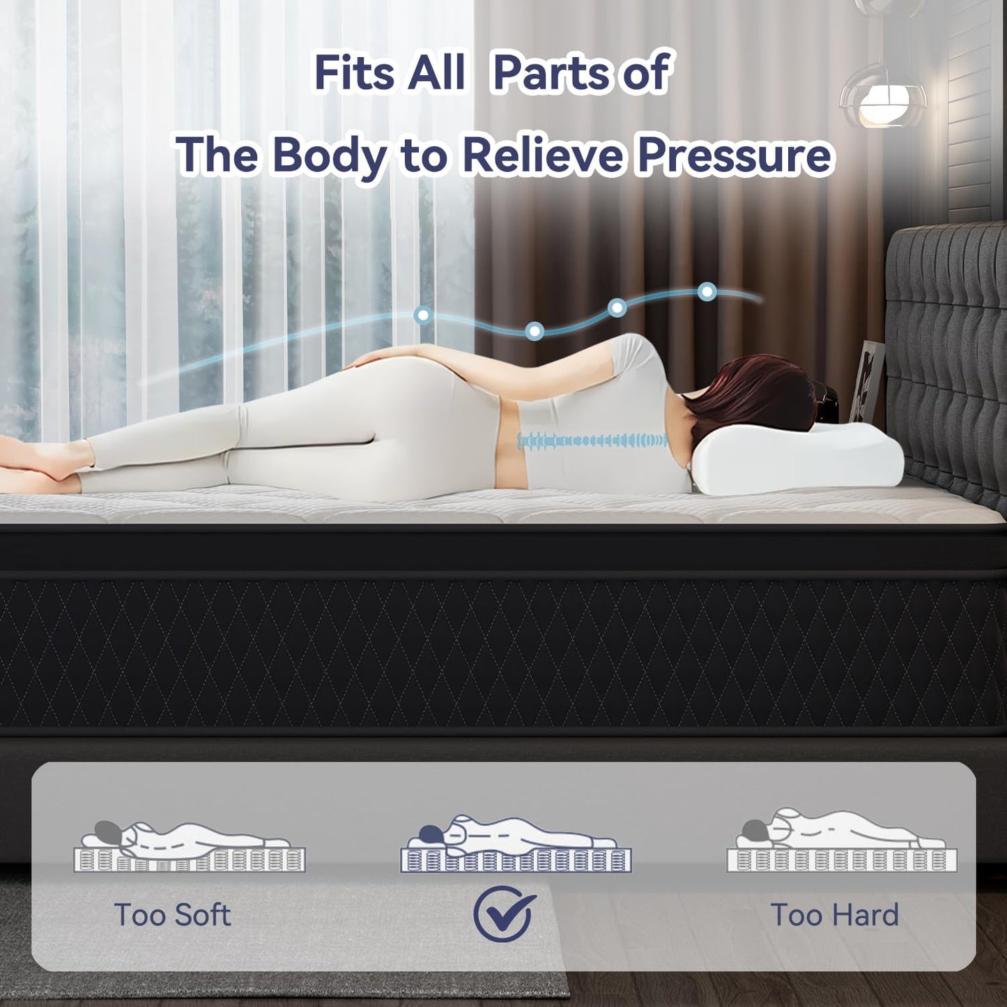 King Mattress, 10 Inch Hybrid Memory Foam Mattress in a Box, Individually Wrapped Pocket Coils Mattress for Isolate Motion ,Pressure Relief, CertiPUR-US Certified, Fiberglass Free & Support Comfort