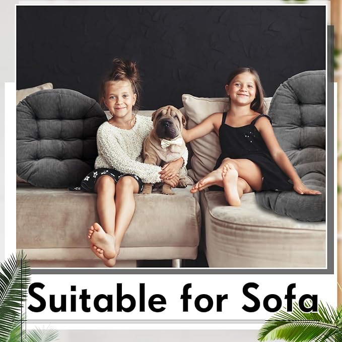 Jerify 4 Pcs Floor Pillow Cushions 22 x 22 Inch Round Square Large Meditation Floor Pillow for Classroom Adult Meditation Picnic Party Cushion for Seating Gift Christmas(Dark Grey,Round)