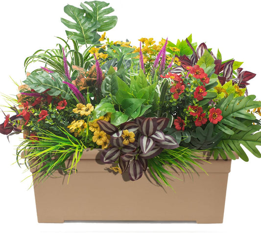 20PCS Fake Flowers UV Resistant Artificial Plants & Faux Shrubs - Outdoor Plastic Greenery Stems for Garden Porch, Window Box Planter, Home Decor(Pot Not Included)