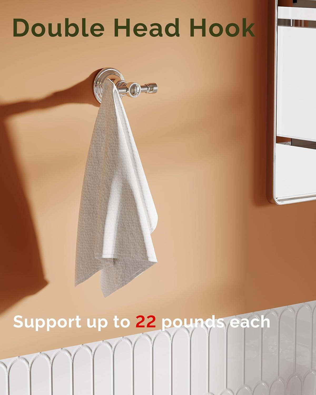 Towel Hook for Bathrooms, Stainless Steel Robe Coat Hook Wall Mount, Heavy Duty Towel Hanger for Kitchen, Bedroom or RV (Chrome)