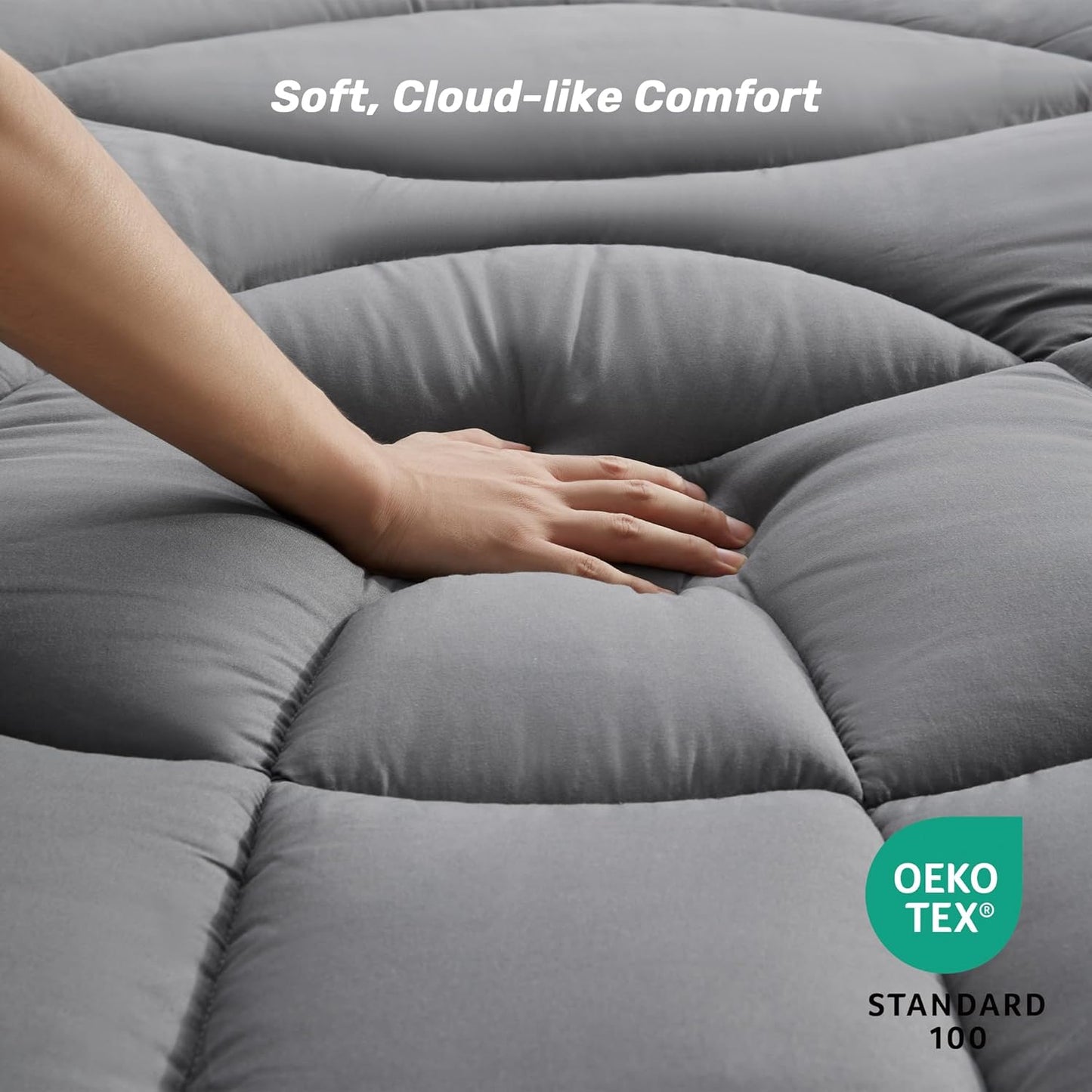 King Mattress Pad Waterproof - Ergonomic Quilted Fitted King Mattress Topper, 5-Layers Noiseless Washable Mattress Protector Cover with 8"-21" Deep Pocket (Grey, 78x80)