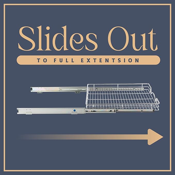 HOLDN’ STORAGE Pull Out Cabinet Organizer, Heavy Duty Caddy w/Lifetime Limited Warranty -17”W x 21”D - Requires At Least 18-1/4” Cabinet Opening, Steel Metal Cabinet Drawers Slide Out, Chrome