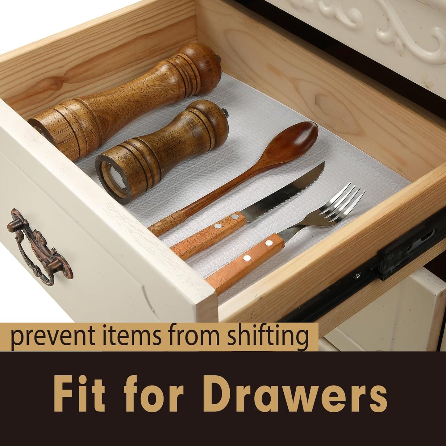 Drawer and Shelf Liner 12 in x 20 FT, Non Adhesive Water Resistant, Easy Clean and Trim, Smooth Surface Liners for Kitchen Cabinet, Shelves, Drawers, Pantry, Light Gray