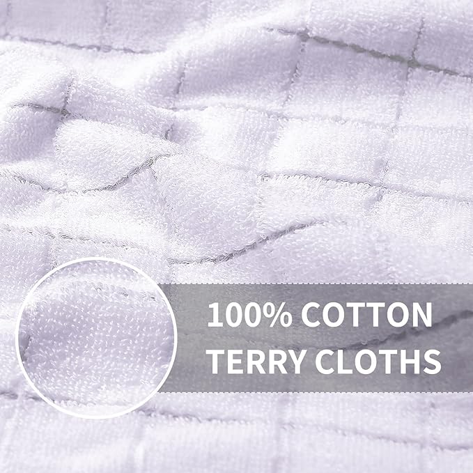 Homaxy 100% Cotton Terry Kitchen Towels(White, 13 x 28 inches), Checkered Designed, Soft and Super Absorbent Dish Towels, 6 Pack