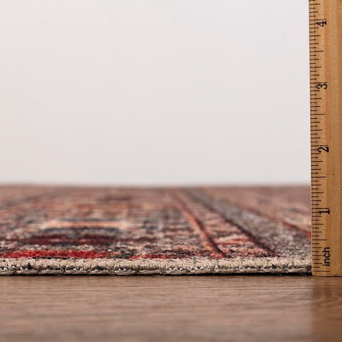 Keen Home Design 2x10 Rug - Machine Washable Runner with Non-Slip Backing, Ideal for Hallway, Entryway, Kitchen, Laundry Room - Vintage, Easy Clean, Durable, Low Pile Rug - (2'6" x 10')